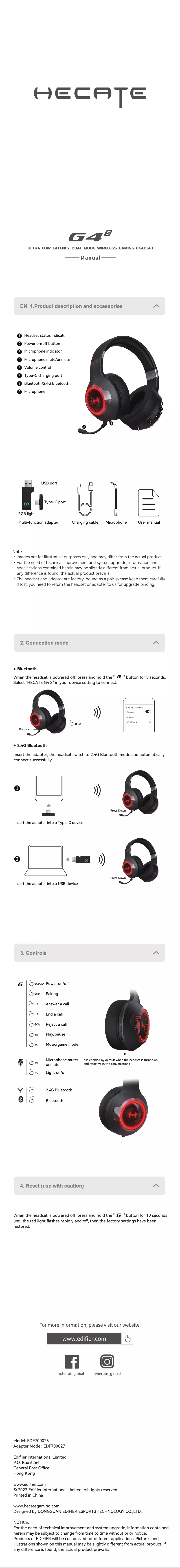 Imagen de la primera página del manual del dispositivo Hecate G4 S