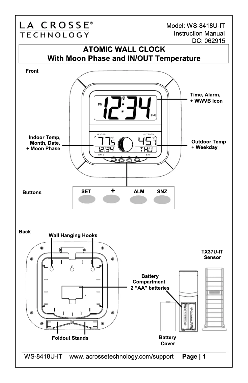Imagen de la primera página del manual del dispositivo WS-8418AL-IT