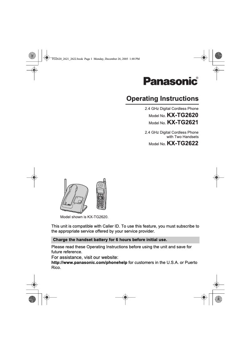 Página 1 del manual Manual de usuario Panasonic KX-TG2622