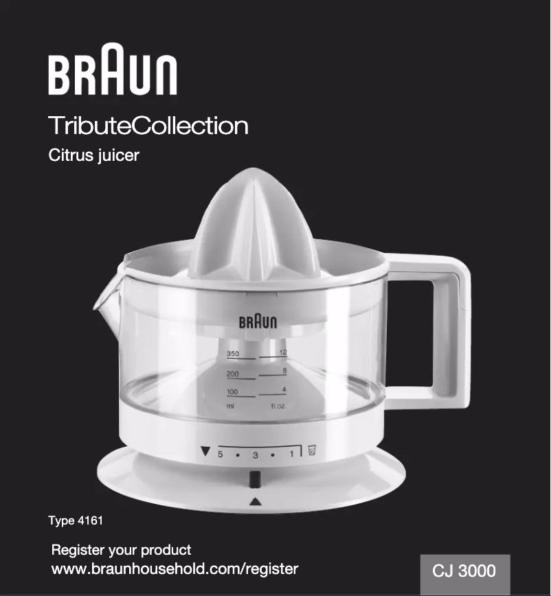 Página nº 1 - Manual de usuario Braun TributeCollection Citrus juicer CJ 3000
