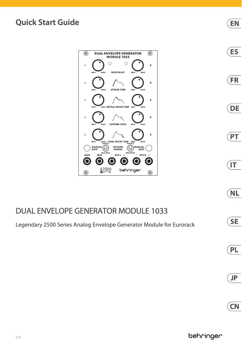 Página 1 del manual Guía de inicio rápido Behringer Dual Envelope Generator Module 1033