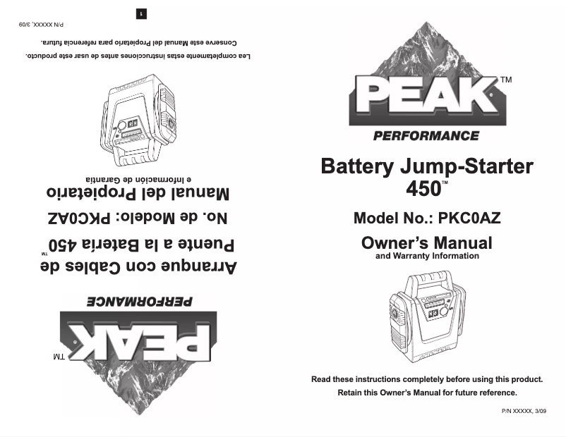 Página 1 del manual Manual de usuario Peak PKC0AZ