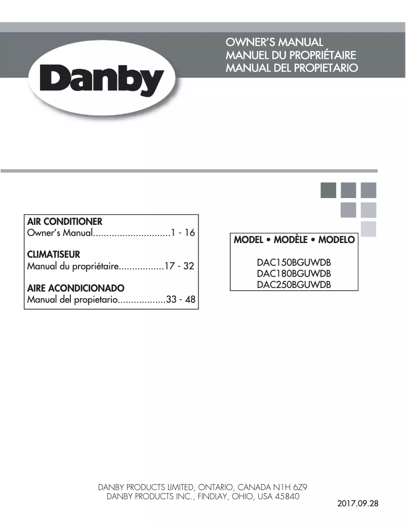 Página nº 1 - Manual de usuario Danby DAC250BGUWDB