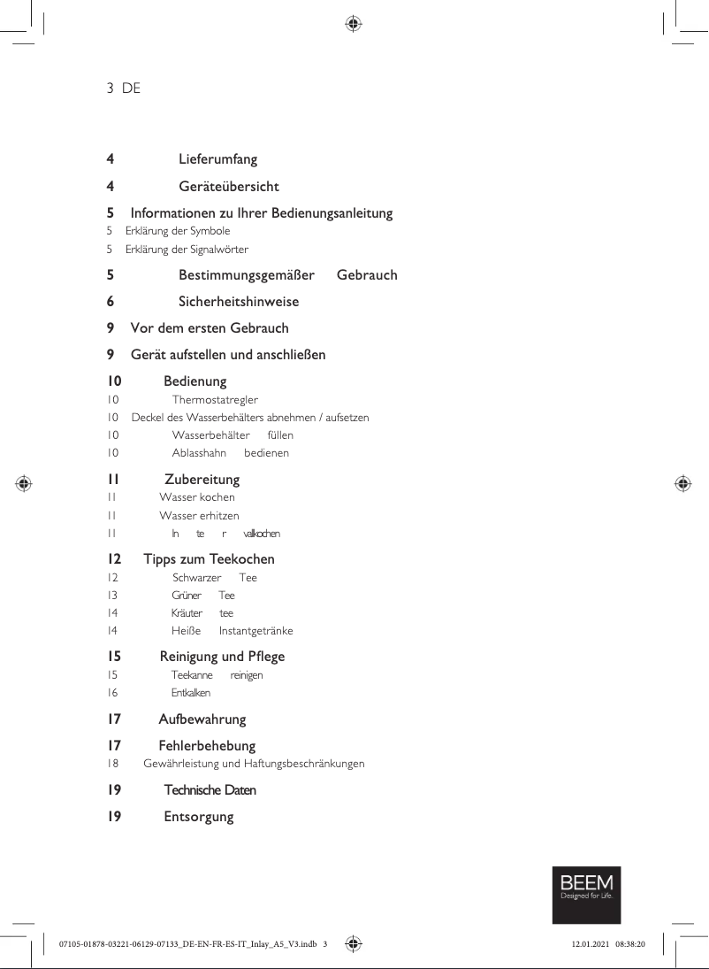 Página nº 1 - Manual de usuario BEEM Katharina