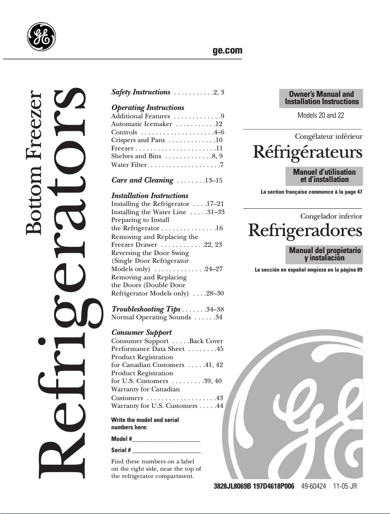 Imagen de la primera página del manual del dispositivo PDS20MBWWW