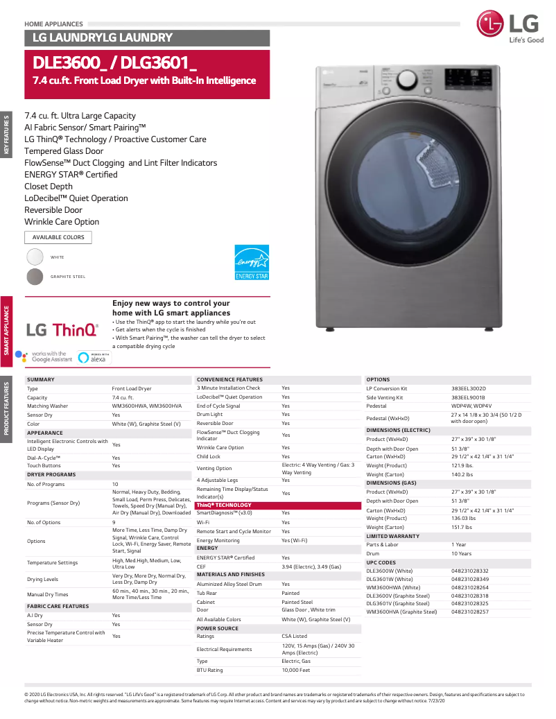 Página nº 1 - Ficha técnica LG D3601V