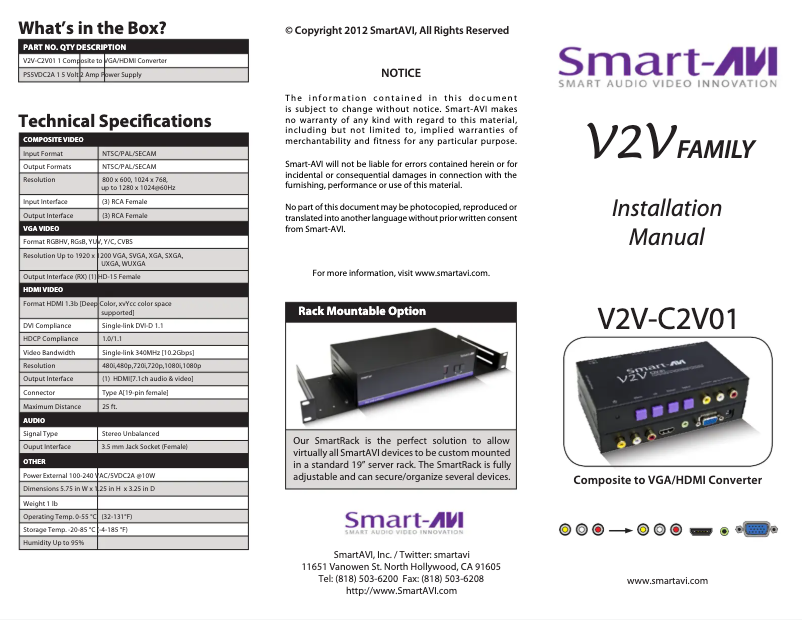 Imagen de la primera página del manual del dispositivo V2V-C2V01