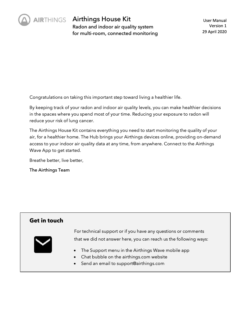 Página nº 1 - Manual de usuario Airthings House Kit