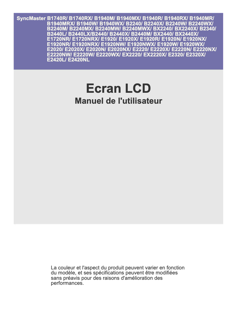 Imagen de la primera página del manual del dispositivo SyncMaster B2340