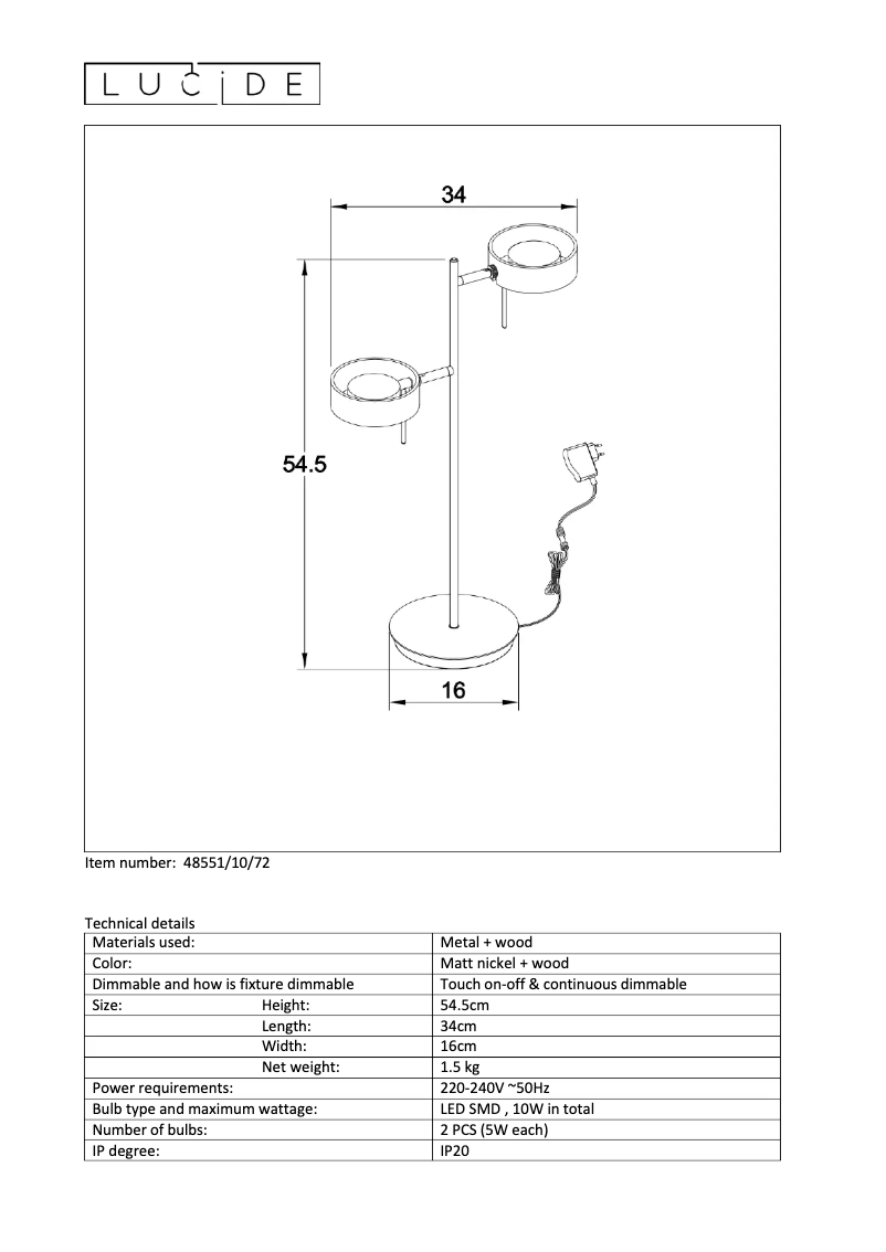 Página 1 del manual Manual de usuario Lucide Enia led 48551/10/72