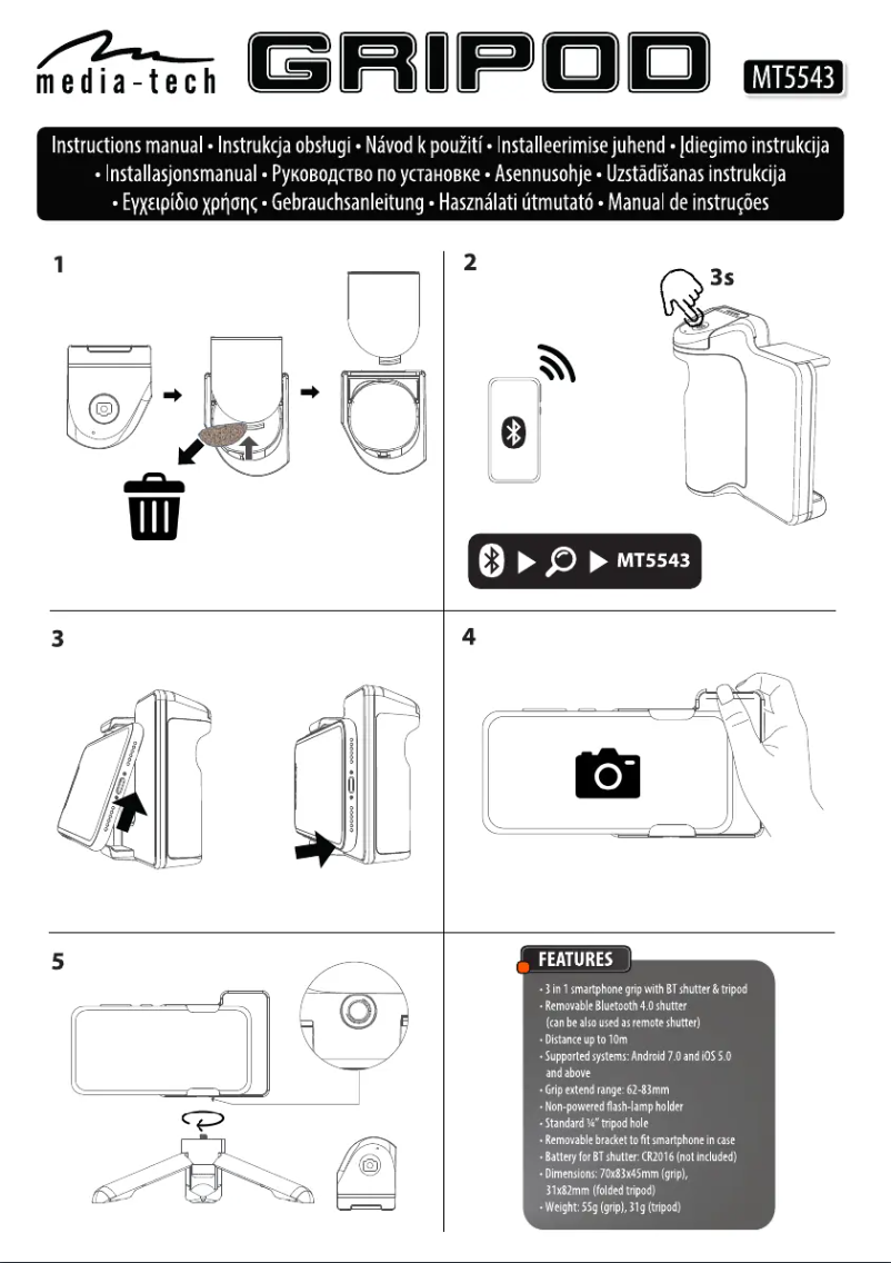 Página 1 del manual Manual de usuario Media-Tech Gripod MT5543