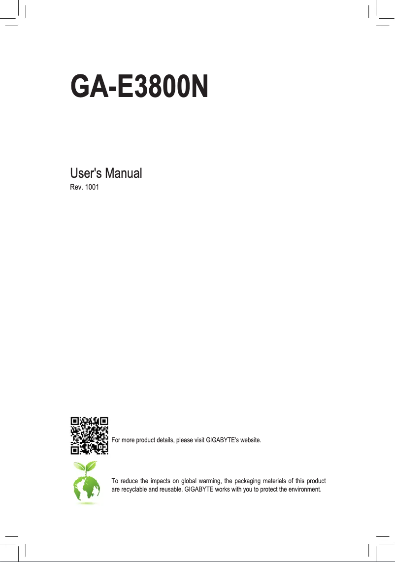 Imagen de la primera página del manual del dispositivo GA-E3800N