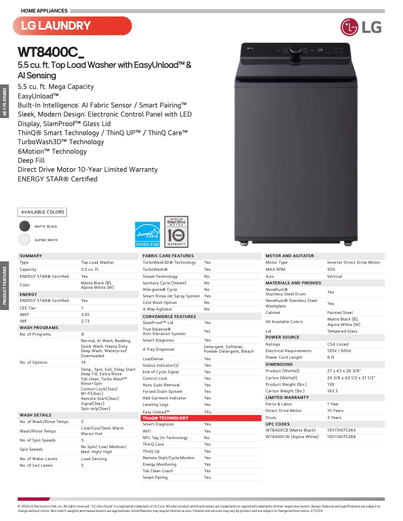 Imagen de la primera página del manual del dispositivo WT8400CB