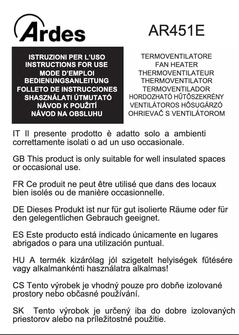 Página nº 1 - Manual de usuario Ardes AR451E