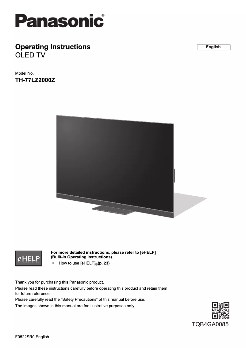 Página 1 del manual Manual de usuario Panasonic TH-77LZ2000Z