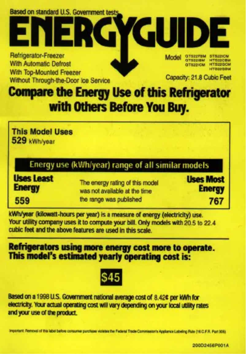 Página 1 del manual Etiqueta energética GE GTS22IBMCC