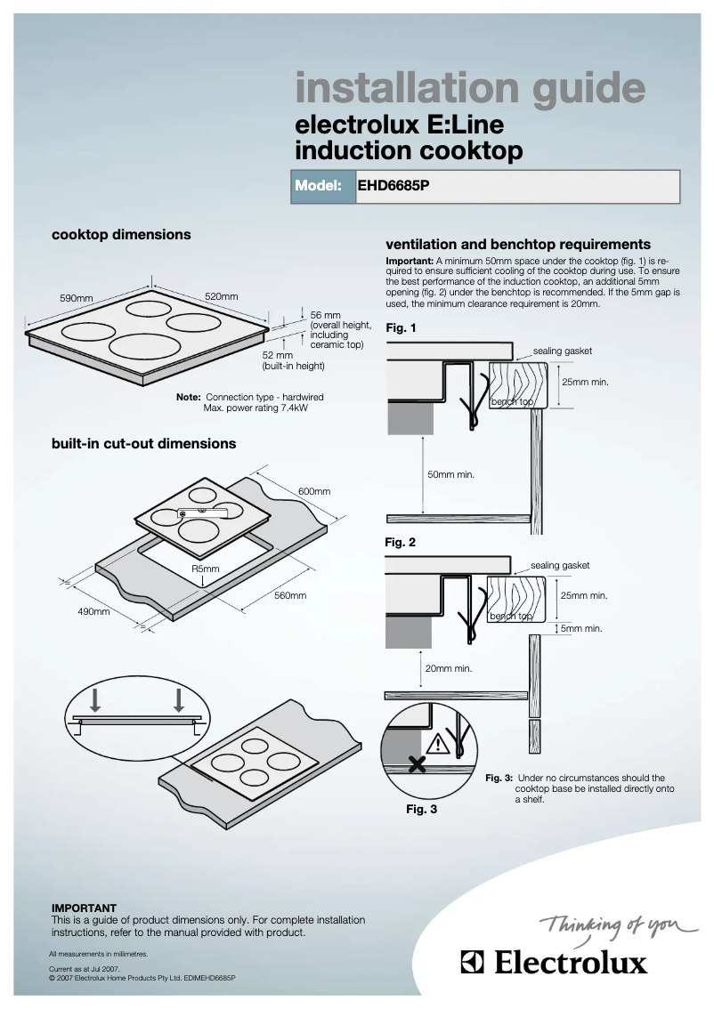 Página nº 1 - Guía de instalación Electrolux EHD 6685 P