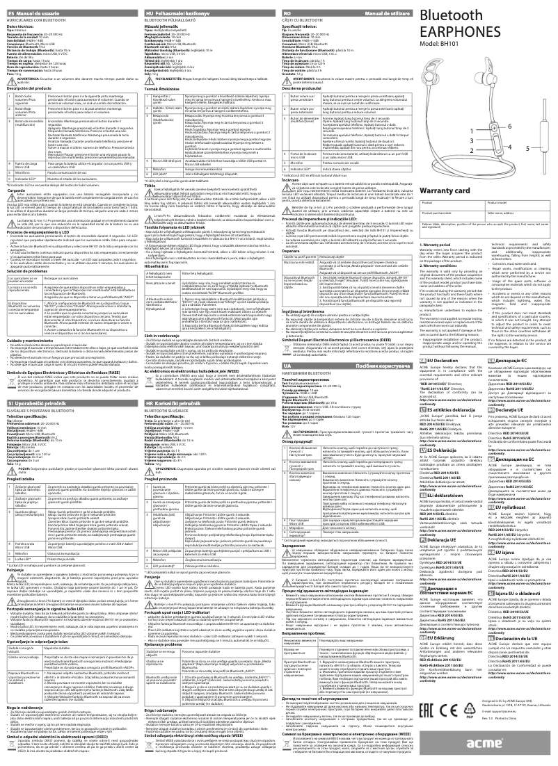 Página 1 del manual Manual de usuario Acme BH101