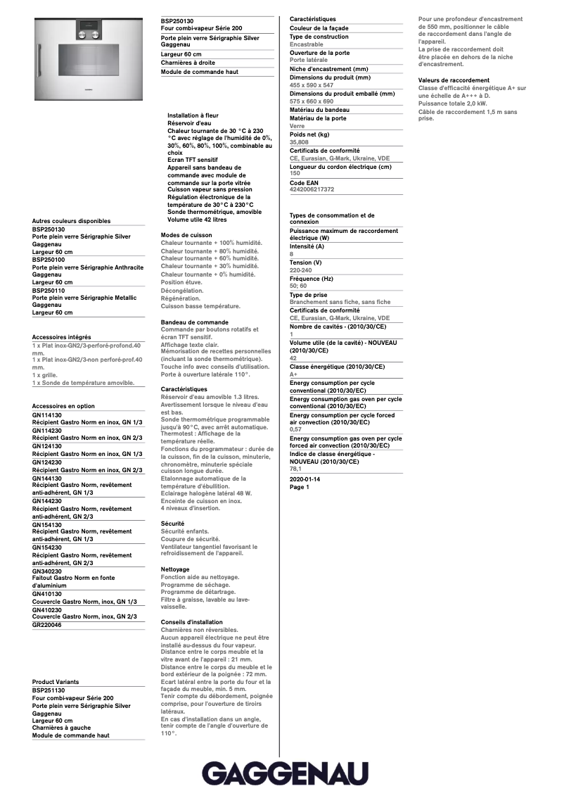 Imagen de la primera página del manual del dispositivo BSP250130