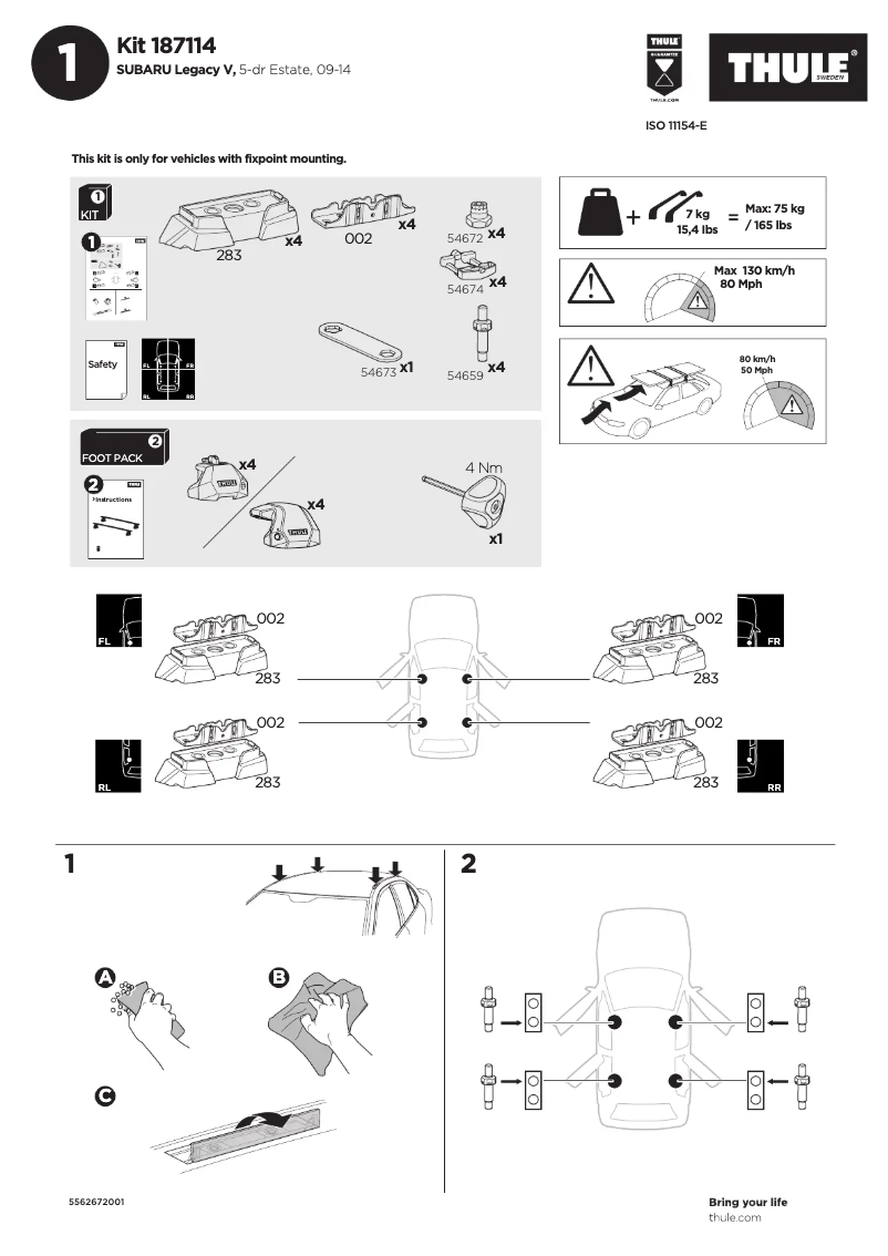 Página nº 1 - Manual de usuario Thule Kit 187114