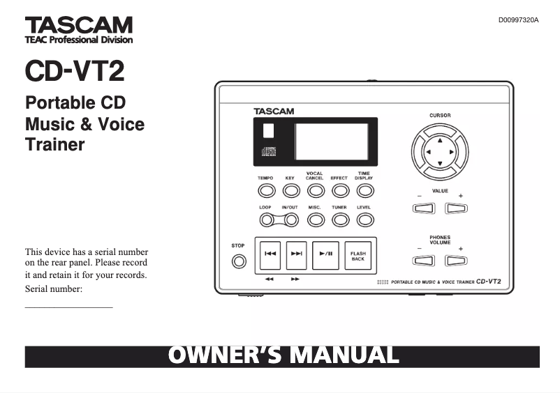 Imagen de la primera página del manual del dispositivo CD-VT2