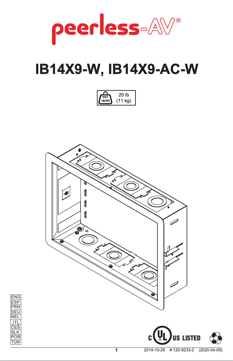 Página 1 del manual Manual de usuario Peerless-AV IB14X9-W