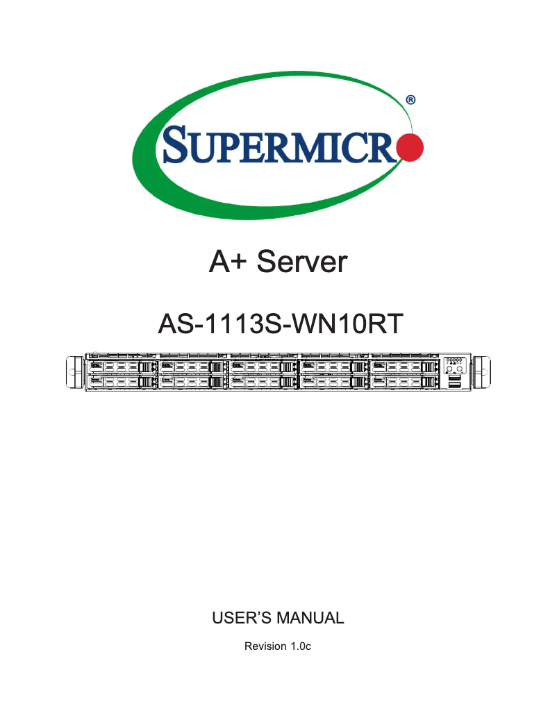 Imagen de la primera página del manual del dispositivo A+ Server 1113S-WN10RT