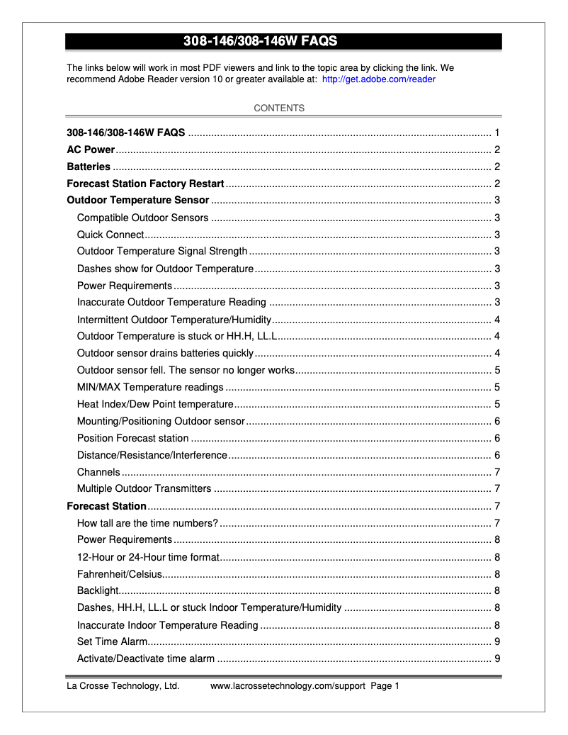 Página nº 1 - Preguntas frecuentes La Crosse Technology 308-146