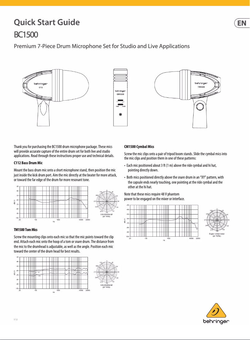 Página 1 del manual Manual de usuario Behringer BC1500