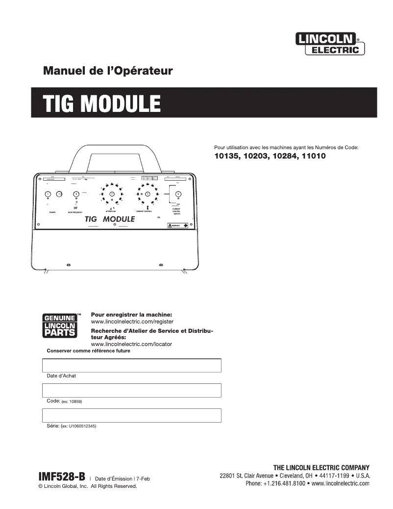 Imagen de la primera página del manual del dispositivo TIG Module