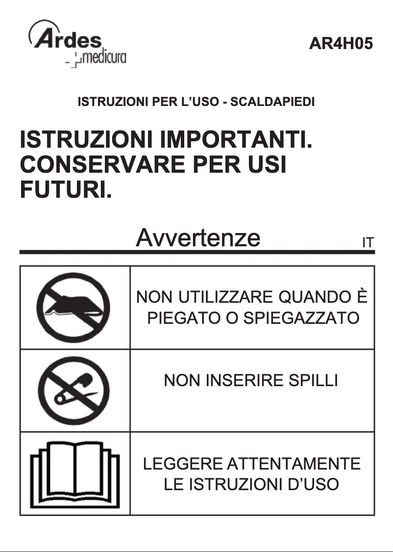 Imagen de la primera página del manual del dispositivo AR4H05