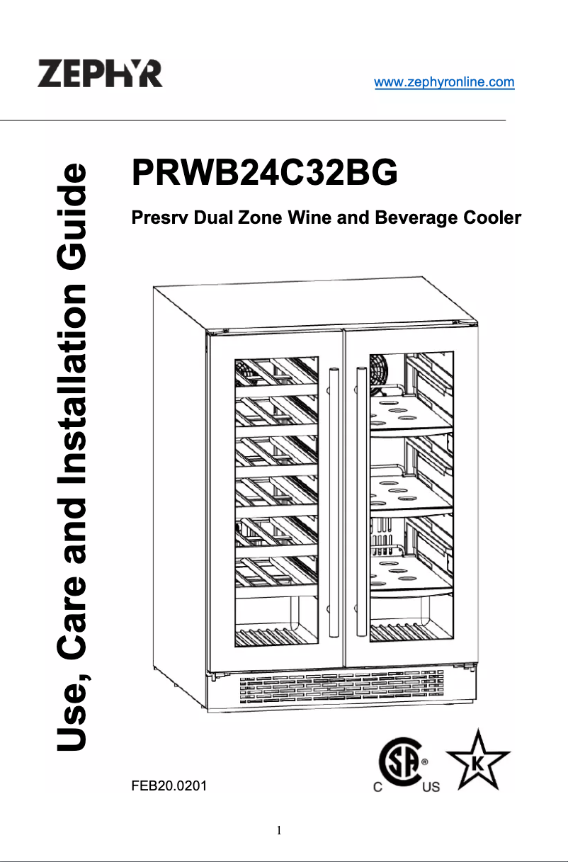 Página 1 del manual Manual de usuario Sub-Zero PRWB24C32BG