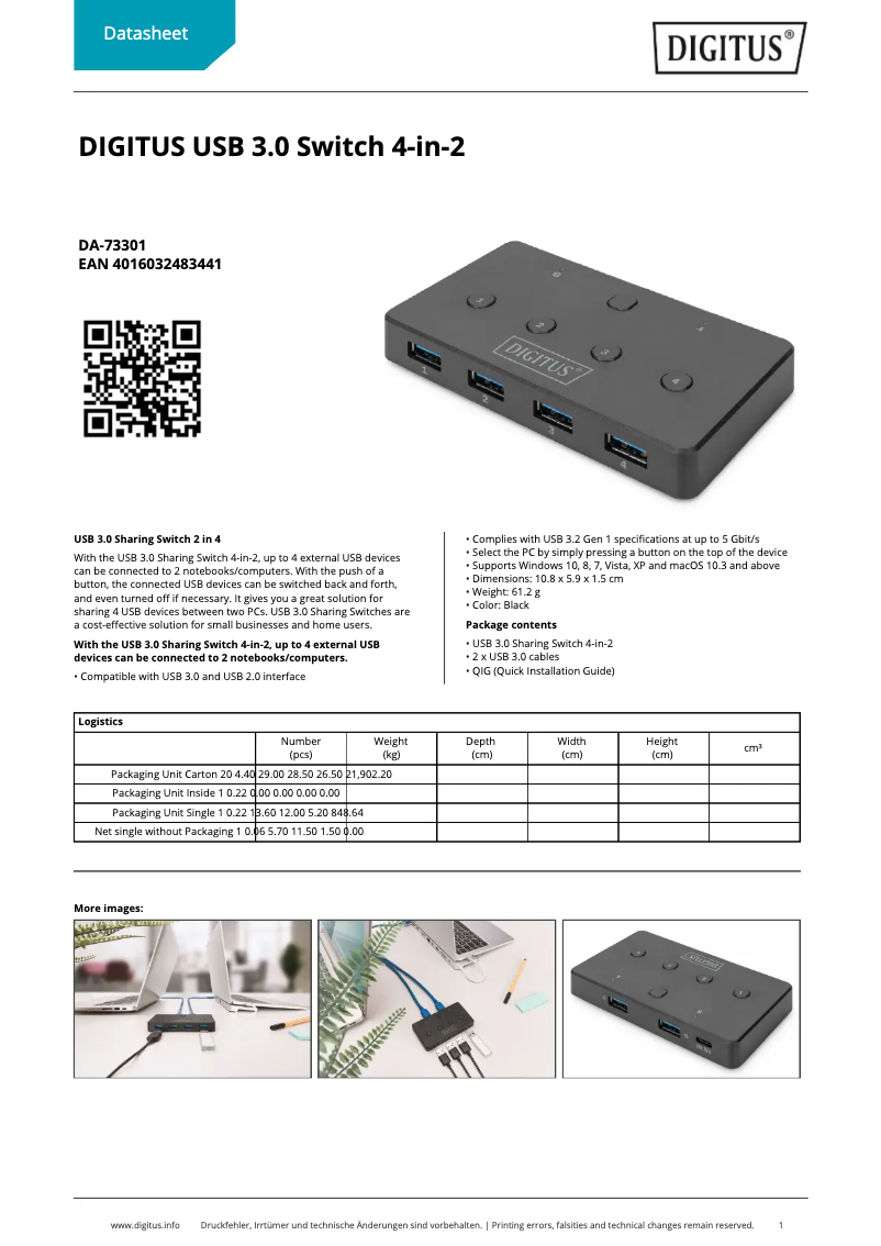Imagen de la primera página del manual del dispositivo DA-73301