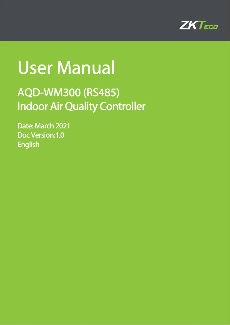 Página 1 del manual Manual de usuario ZKTeco AQD-WM300 (RS485)
