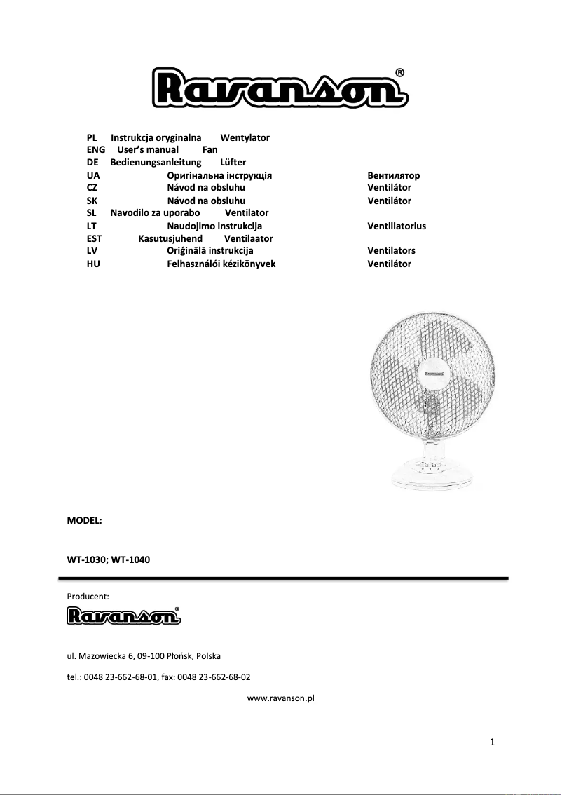 Imagen de la primera página del manual del dispositivo WT-1030