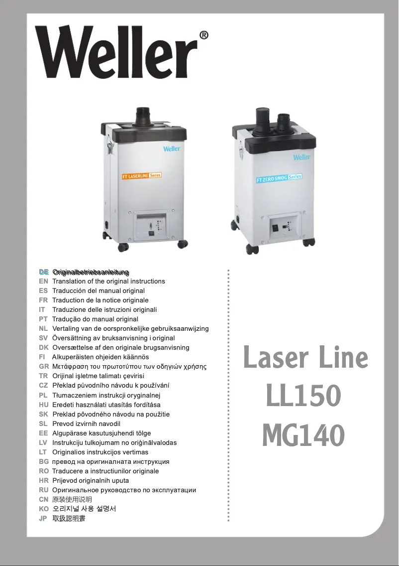 Imagen de la primera página del manual del dispositivo Laser Line LL 150