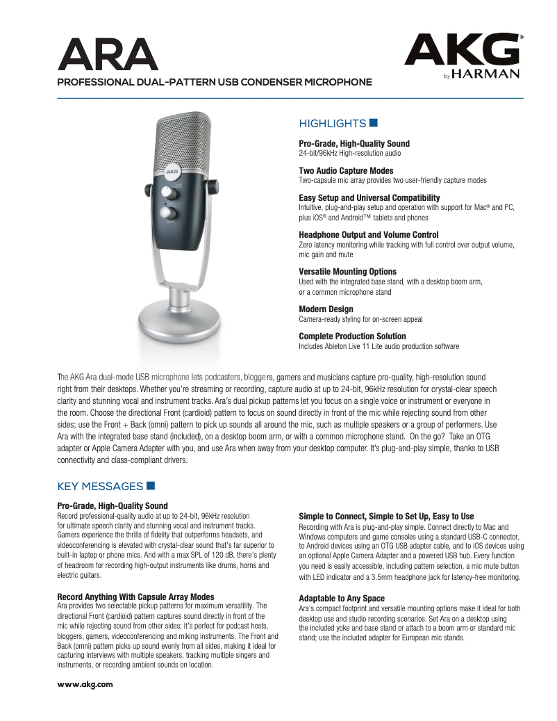 Imagen de la primera página del manual del dispositivo Ara