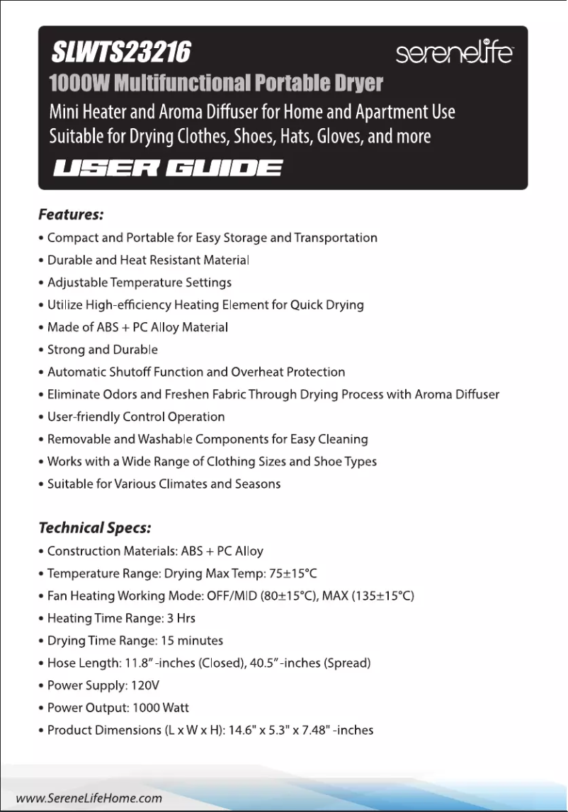 Imagen de la primera página del manual del dispositivo SLWTS23216