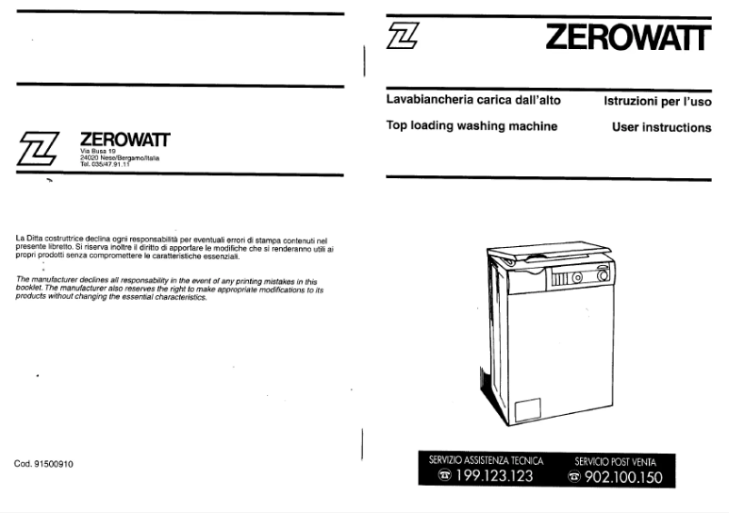 Imagen de la primera página del manual del dispositivo Spazio TOP ZH 6