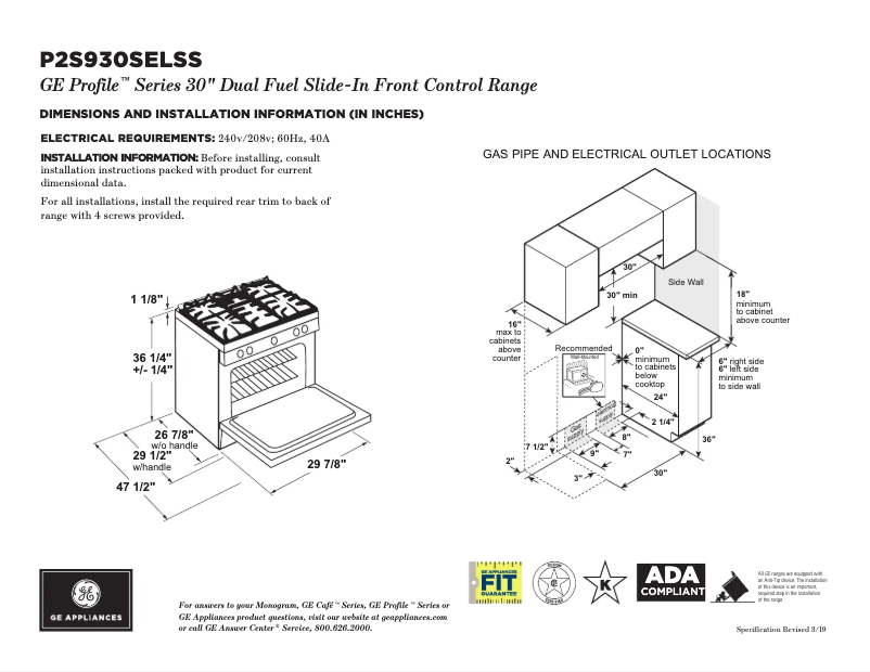 Imagen de la primera página del manual del dispositivo Profile P2S930SELSS
