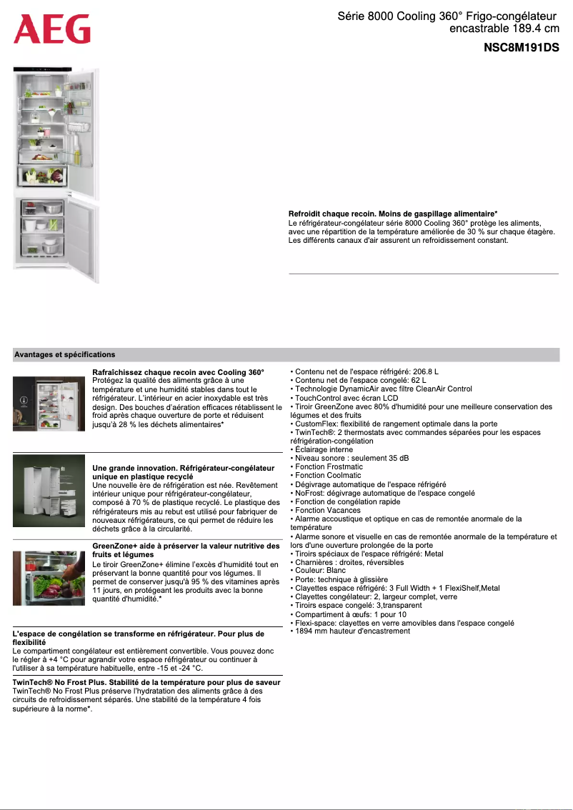 Página nº 1 - Ficha técnica AEG NSC8M191DS