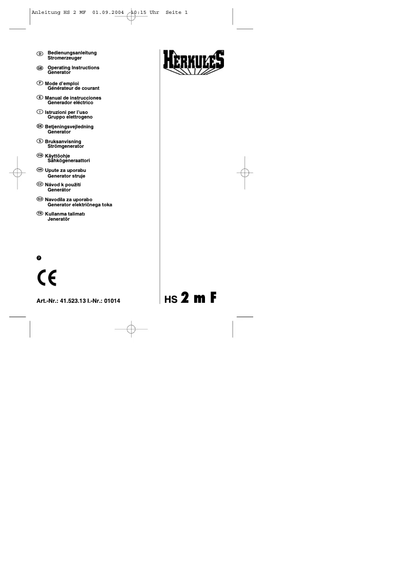 Página 1 del manual Manual de usuario Herkules HS 2 m F