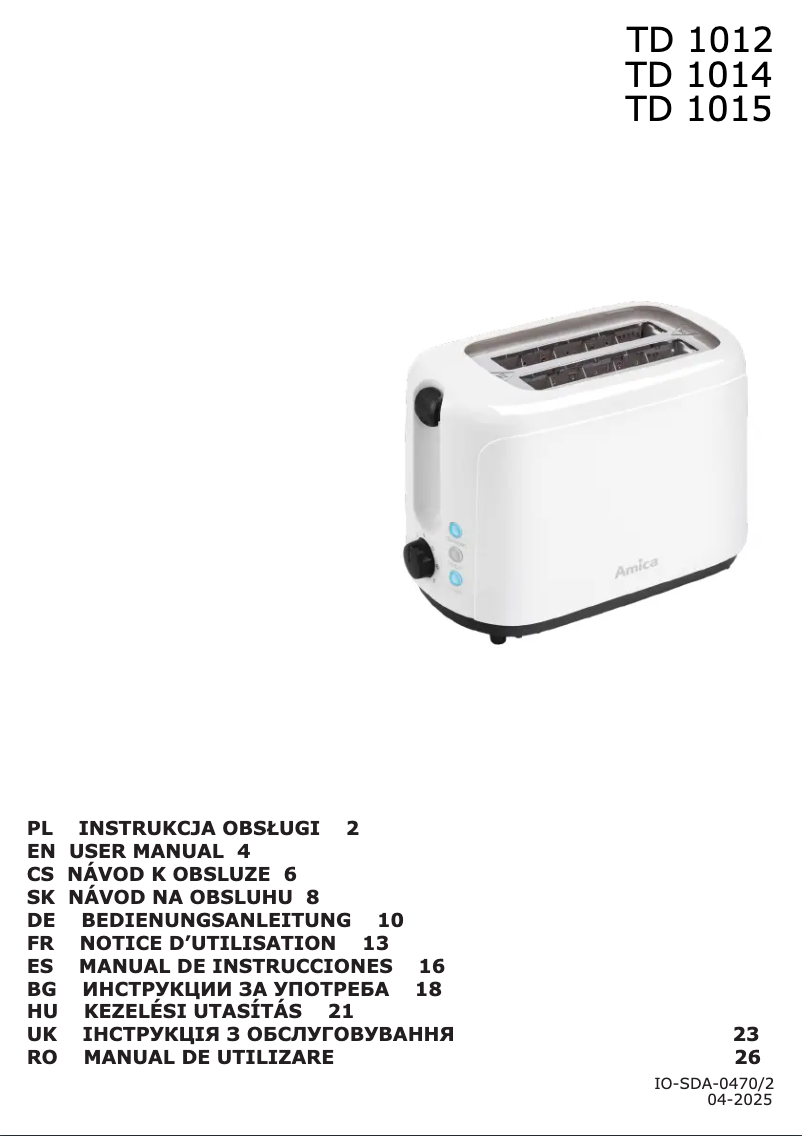 Imagen de la primera página del manual del dispositivo TD 1014