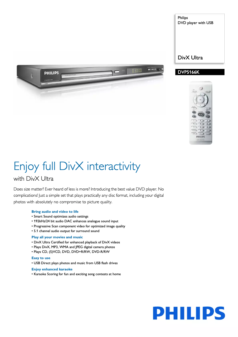 Página 1 del manual Folleto Philips DVP5166K