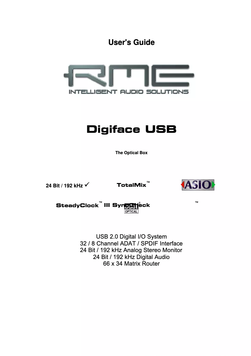 Imagen de la primera página del manual del dispositivo Digiface USB