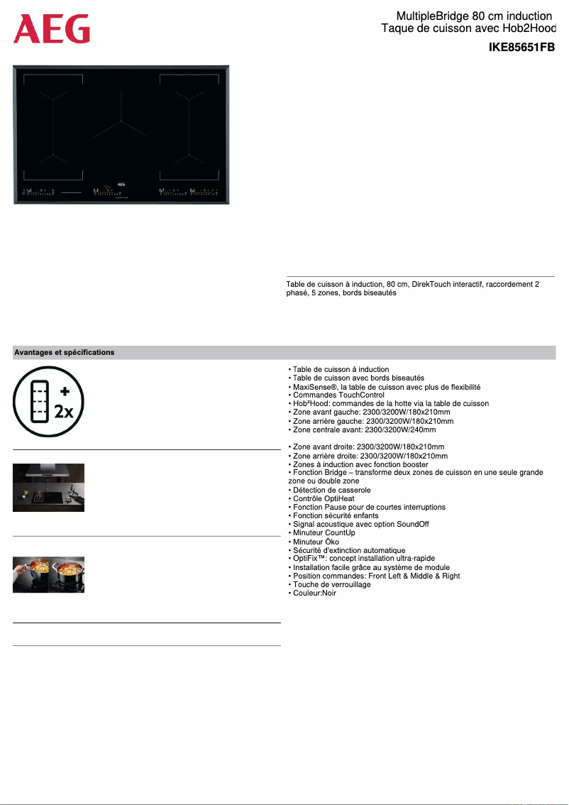Página 1 del manual Ficha técnica AEG IKE85651FB