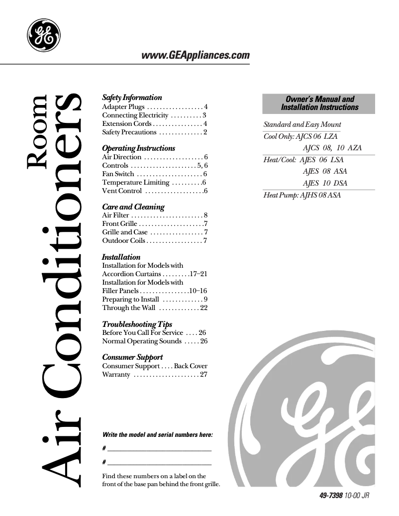 Imagen de la primera página del manual del dispositivo AJES10DSA