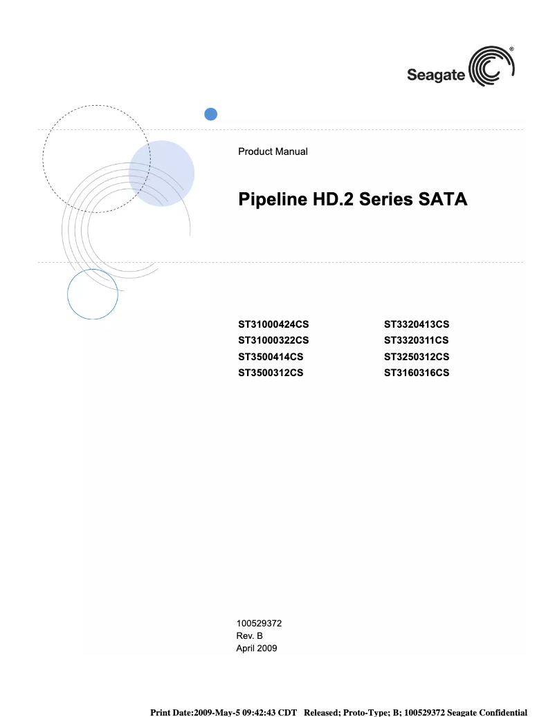 Imagen de la primera página del manual del dispositivo Pipeline HD ST3500312CS
