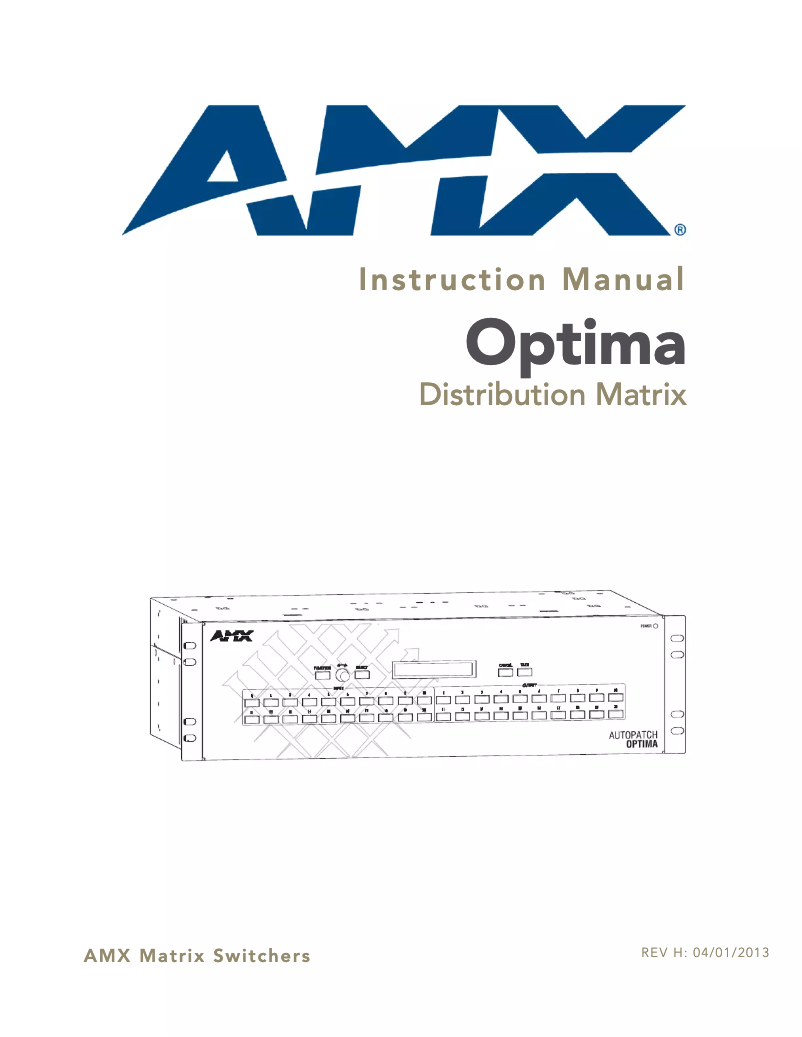 Página 1 del manual Manual de usuario AMX Optima AVS-OP-1624-117