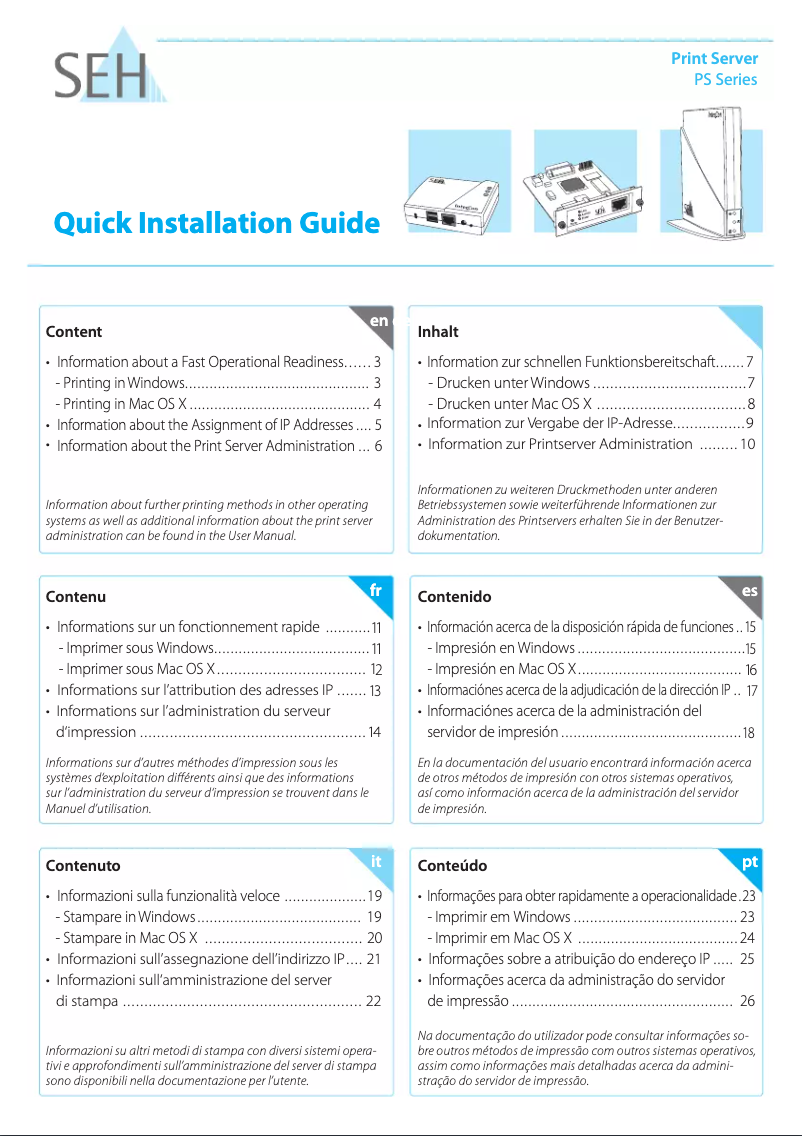 Página 1 del manual Manual de usuario SEH PS113